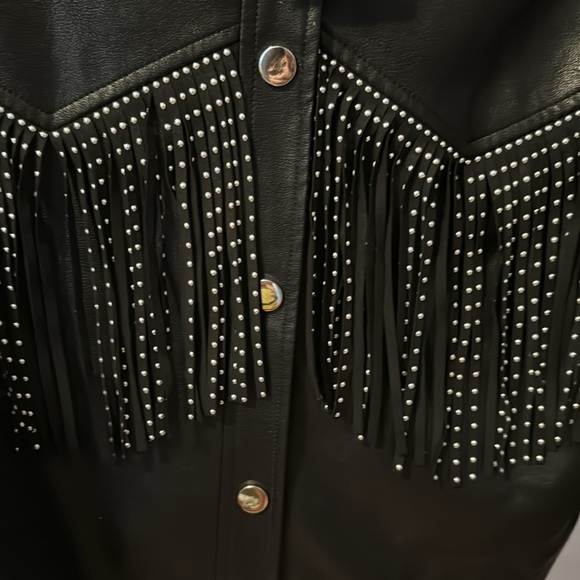 NWT Molly Green black fringe leather jacket - Picture 4 of 5